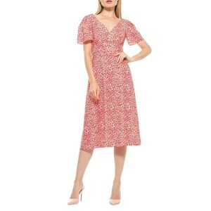 Alexia Admor Kourtney Midi Dress 10 Pink Coral Flowy Fit Flare